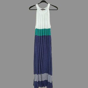 NEW!!  KNITSS Molde Dress / Island Blue maxi pleated sleeveless dress SZ L